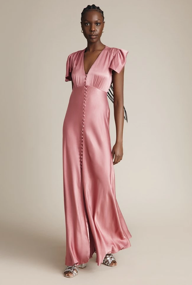 Delphine Satin Maxi Dress Pink