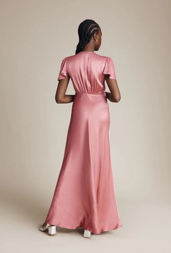 Delphine Satin Maxi Dress Pink - Image 4