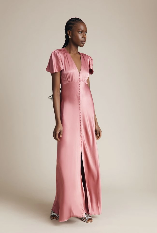 Delphine Satin Maxi Dress Pink - Image 2