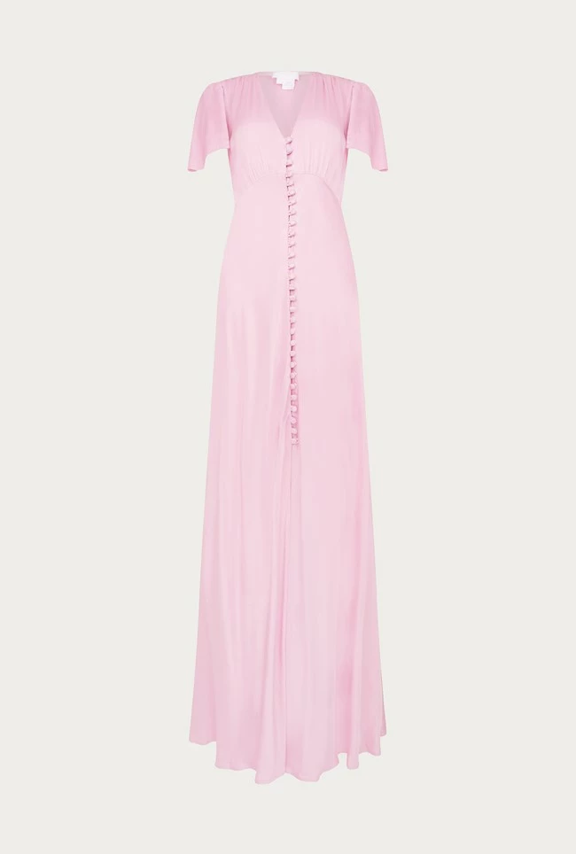 Delphine Satin Maxi Dress Pink - Image 6