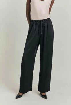 Imogen Satin Wide Leg Trouser Black