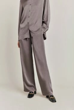 Imogen Satin Wide Leg Trouser Grey