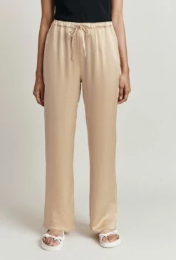 Imogen Satin Wide Leg Trouser Stone