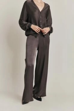 Aurora Satin Cargo Trousers Dark Charcoal
