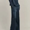 Aurora Satin Cargo Trousers Navy
