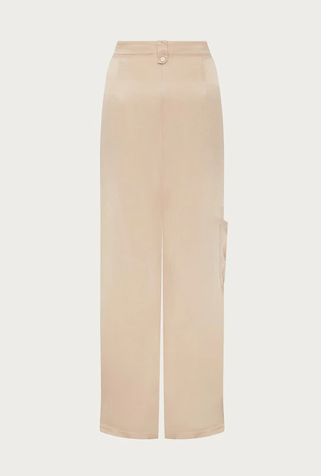 Aurora Satin Cargo Trousers Stone - Image 5