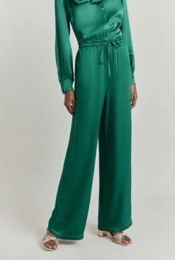 Sylvia Satin Trouser Green