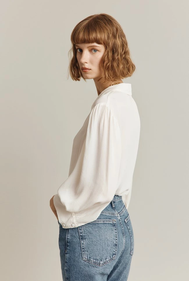 Ayla Crepe Blouse Ivory - Image 2