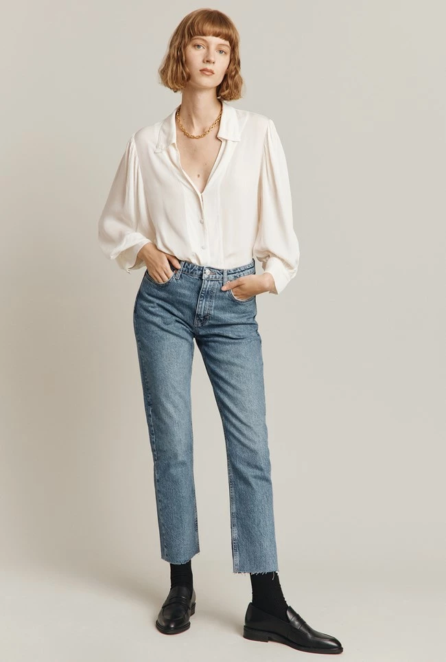 Ayla Crepe Blouse Ivory - Image 4