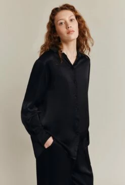 Ellie Satin Shirt Black