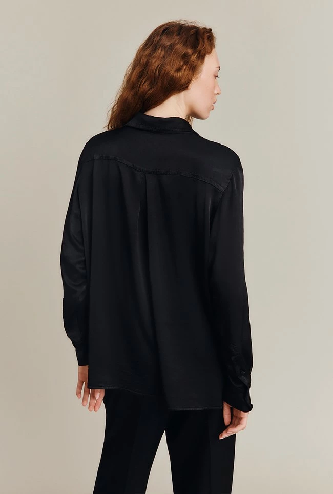 Ellie Satin Shirt Black - Image 4