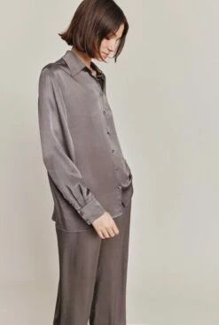 Ellie Satin Shirt Grey