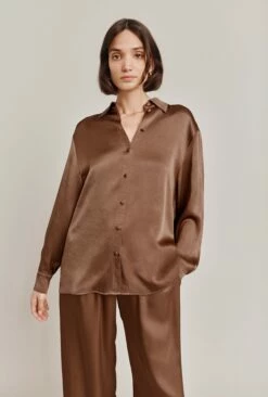 Ellie Satin Shirt Acorn