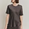 Ivy Satin Top Dark Charcoal