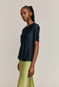 Ivy Satin Top Navy