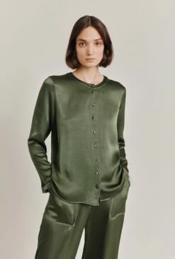 Efie Satin Blouse Thyme
