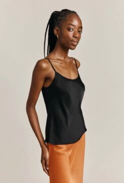 Jana Satin Cami Top Black