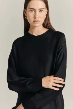 Grace Satin Sweatshirt Black