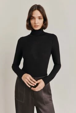 Fern Roll Neck Top Black