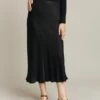 Luna Satin Slip Skirt Black