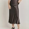 Luna Satin Slip Skirt Dark Charcoal