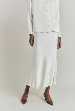Luna Satin Slip Skirt Ivory