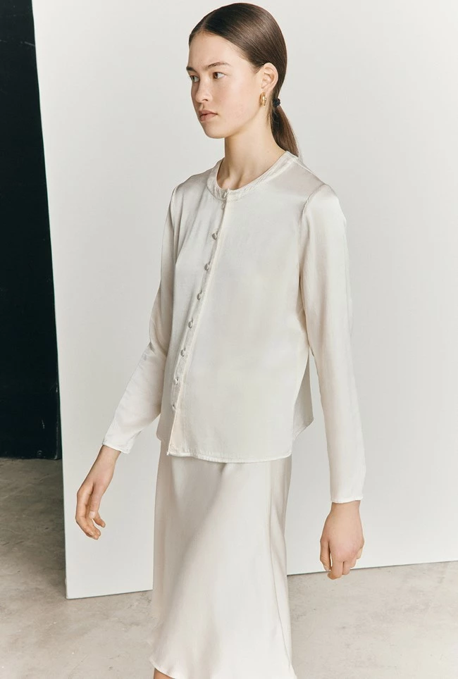 Arella Satin Slip Skirt Ivory - Image 2