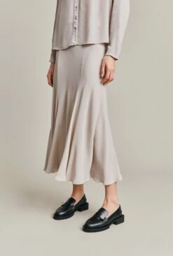 Phoebe Crepe Skirt Beige Pearly