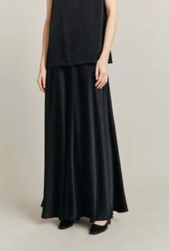 Adrianna Satin Maxi Skirt Black