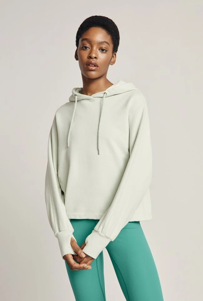 Cropped Organic Hoodie Mint Green - Image 4