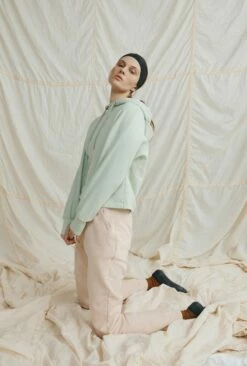 Cropped Organic Hoodie Mint Green