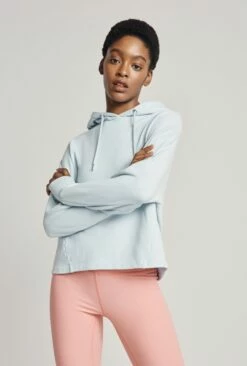Cropped Organic Hoodie Pale Blue