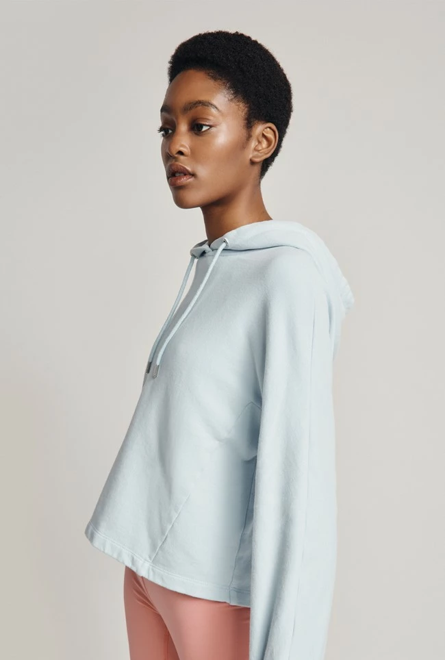 Cropped Organic Hoodie Pale Blue - Image 2