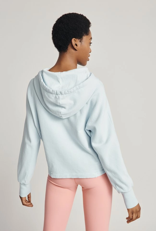 Cropped Organic Hoodie Pale Blue - Image 3