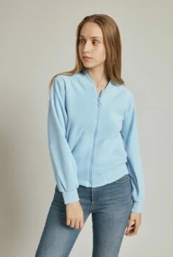 Velour Zip Track Top Cornflower Blue