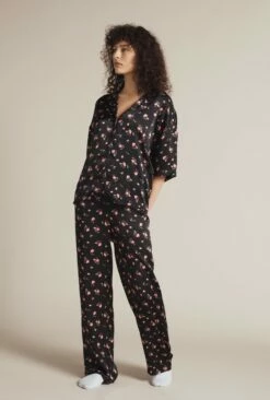 Penny Satin PJ Set Rose Ditsy